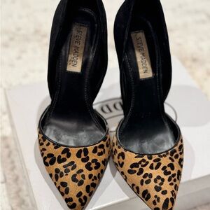 Steve Madden Leopard Print Heels - Black and Tan